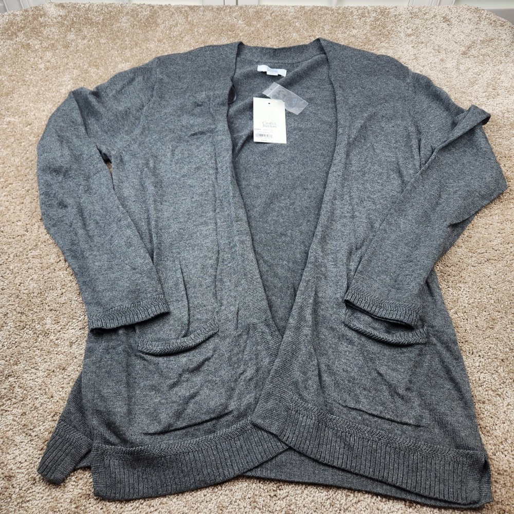 Croft & Barrow Iron Gray Heather Open Front Cardigan Petite Medium WC93S013EN‎